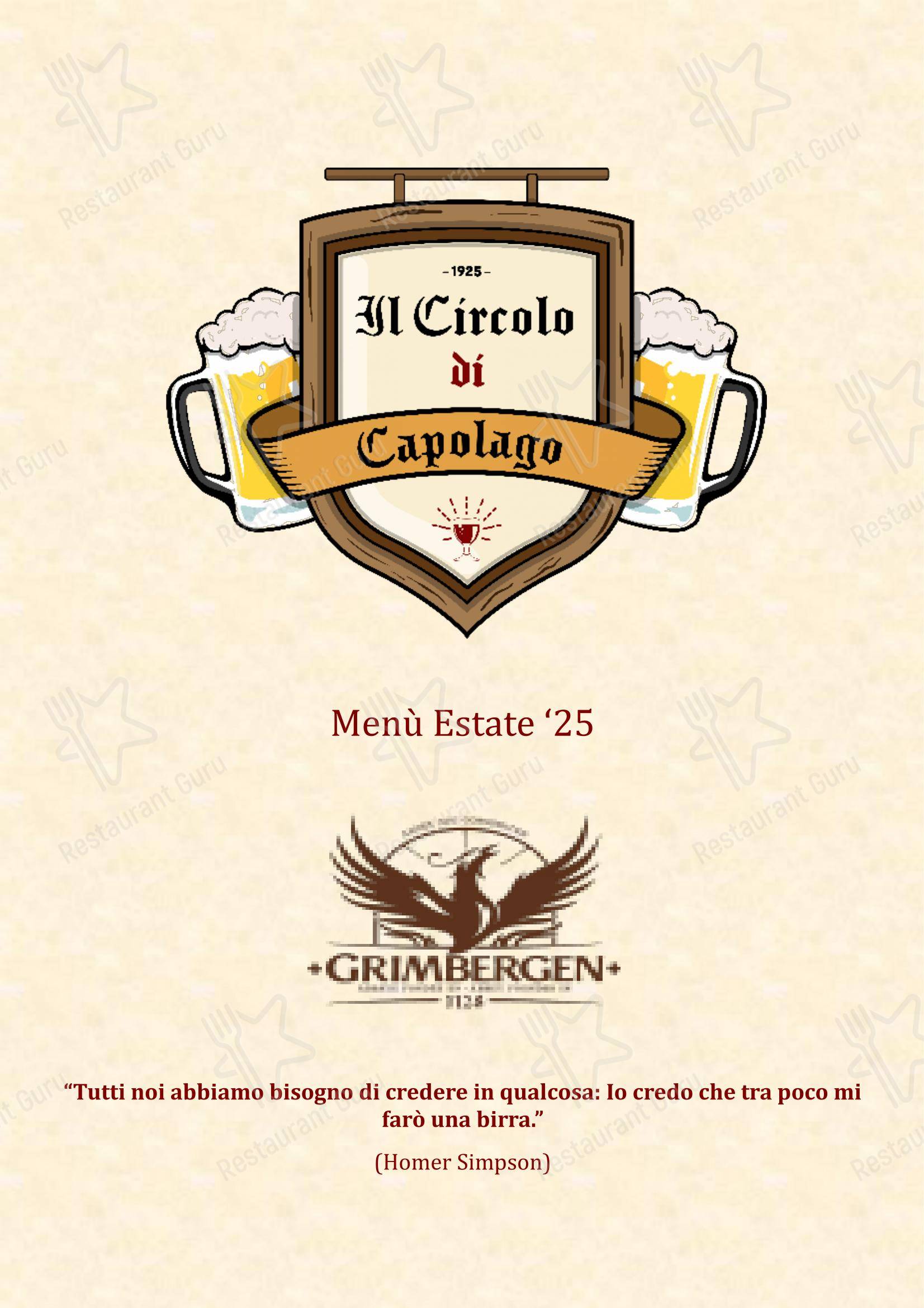 Menu bar per Circolo di Capolago ristorante