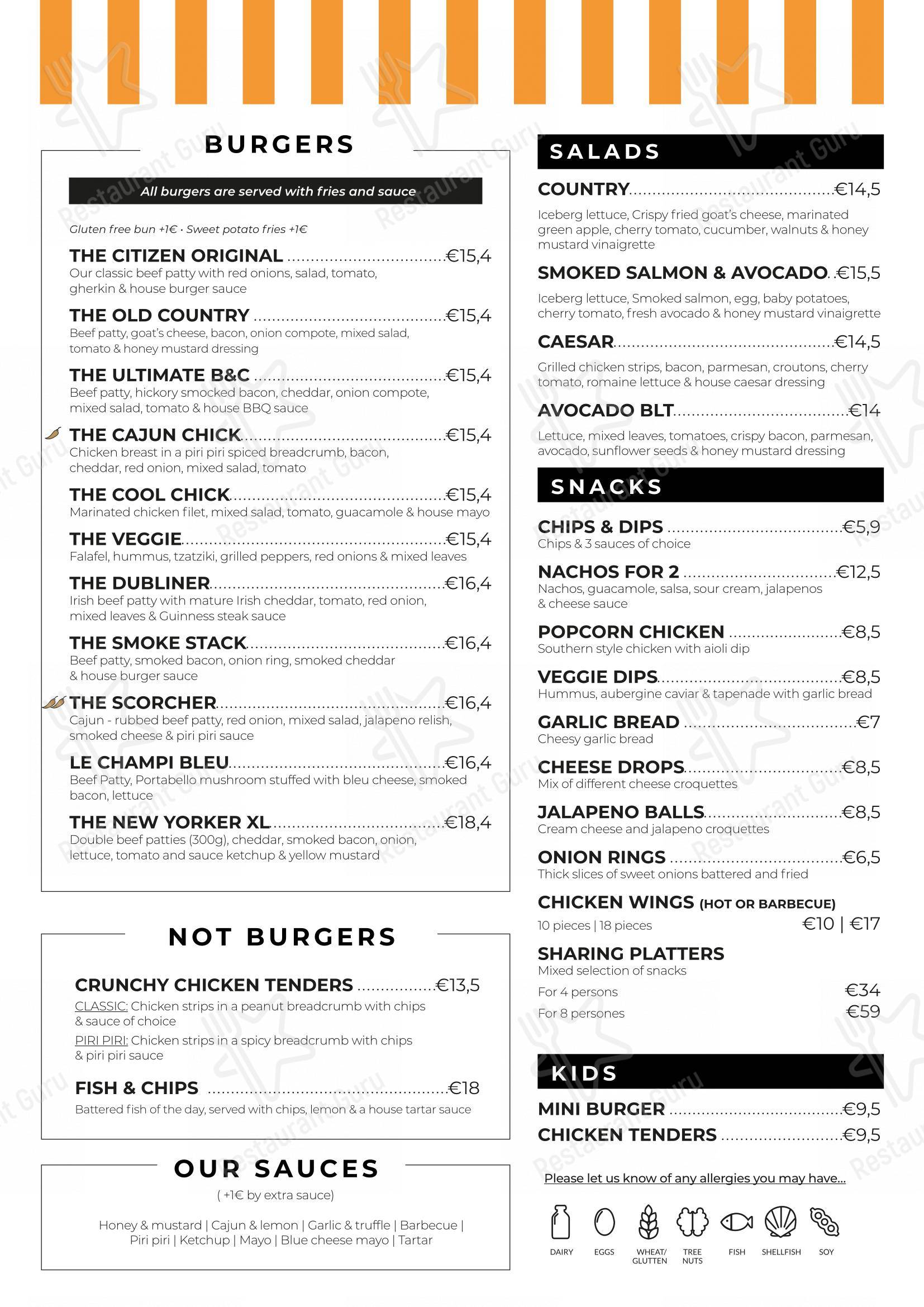 Menu pour Citizen Fox - Menu