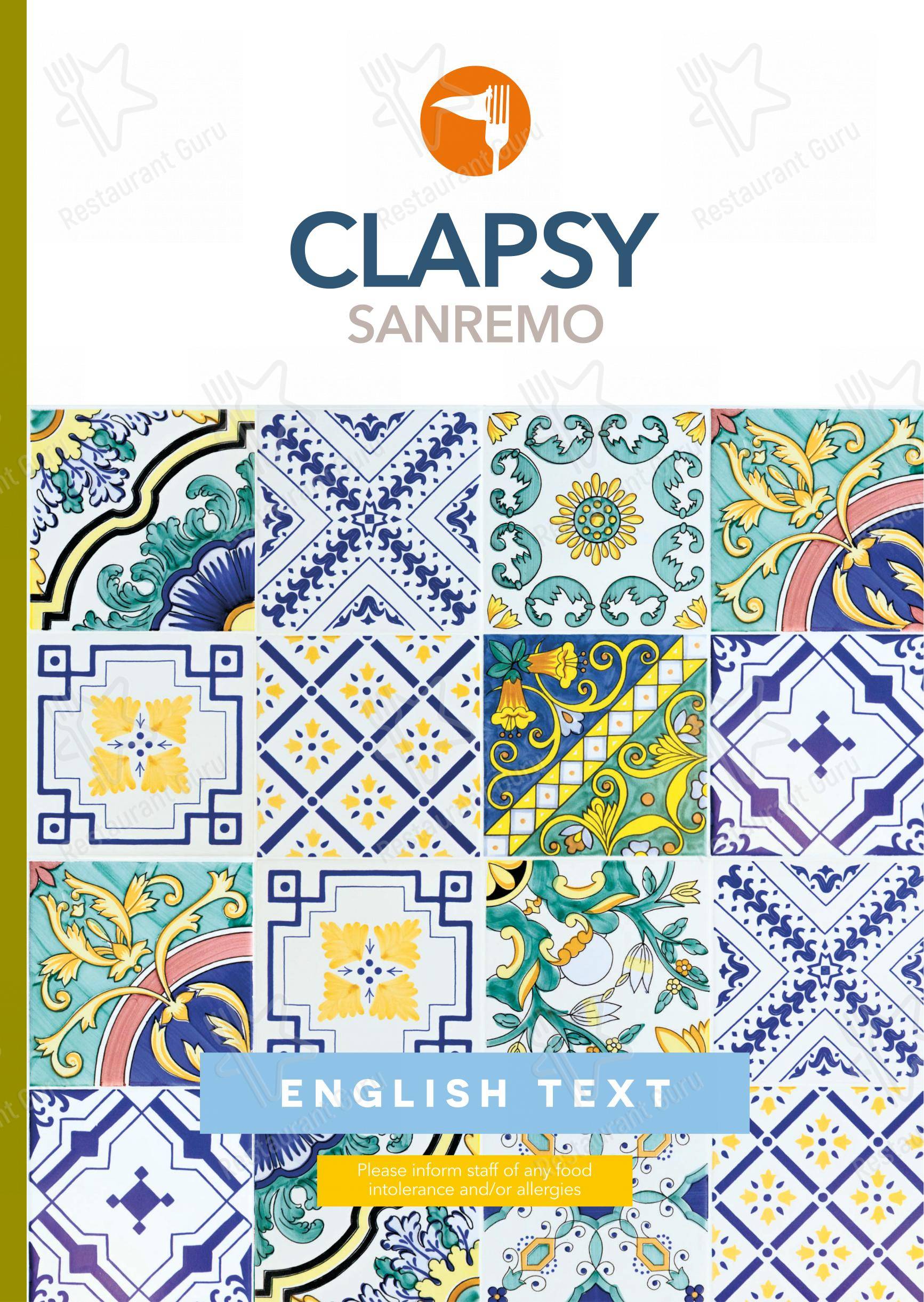 Menu di Clapsy Alassio - Коктейльная карта