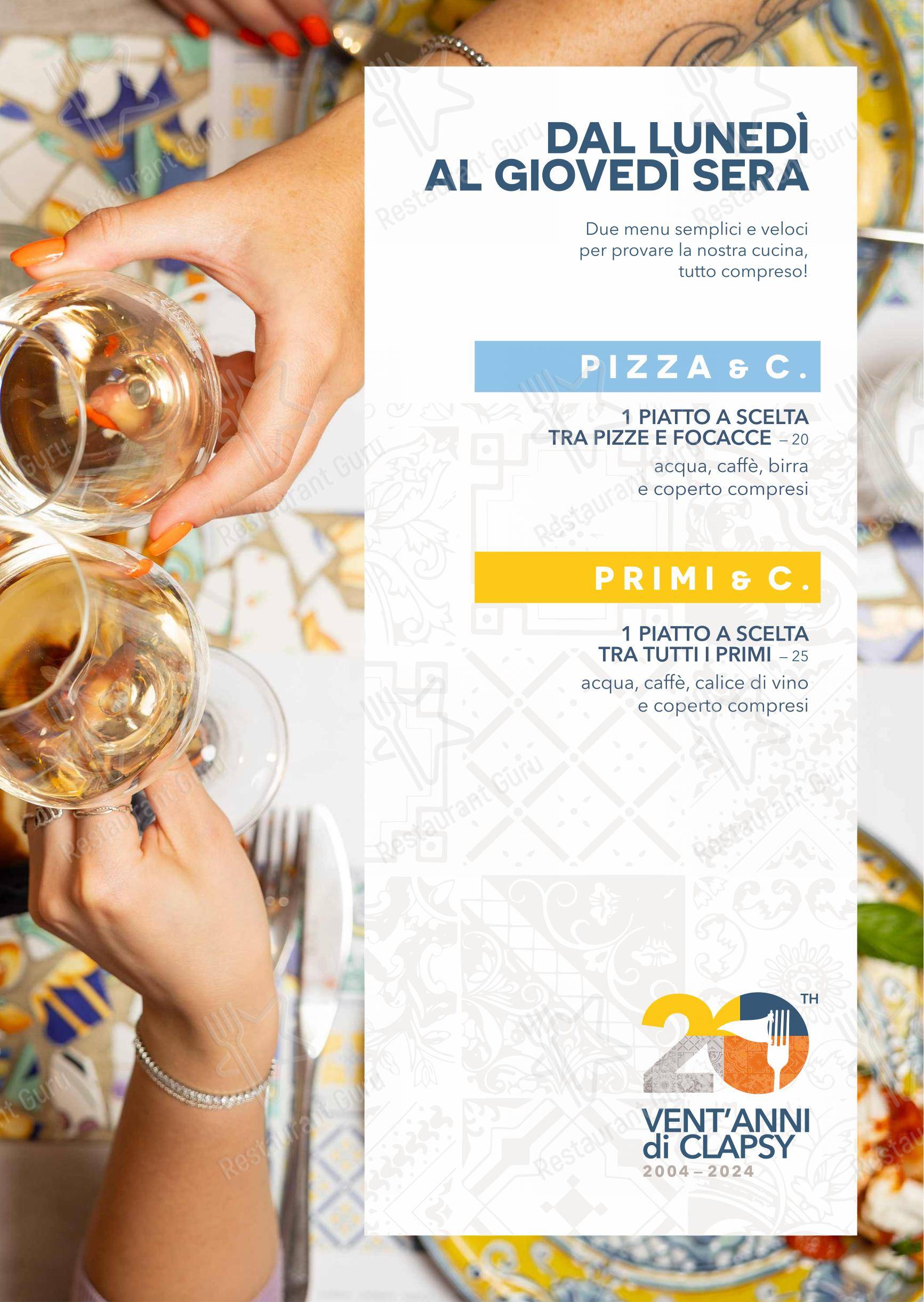 Menu di Clapsy Alassio - Menu
