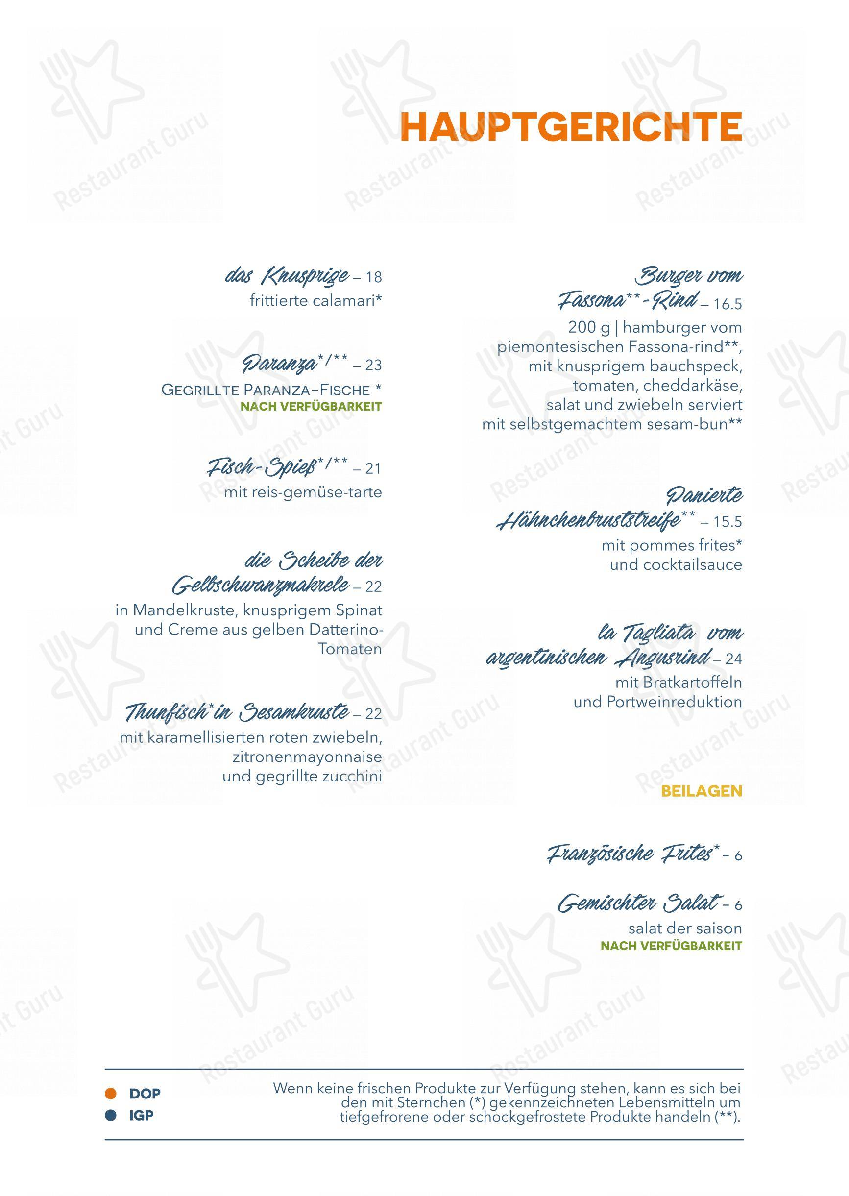 Menu di Clapsy Alassio - piatti e bevande