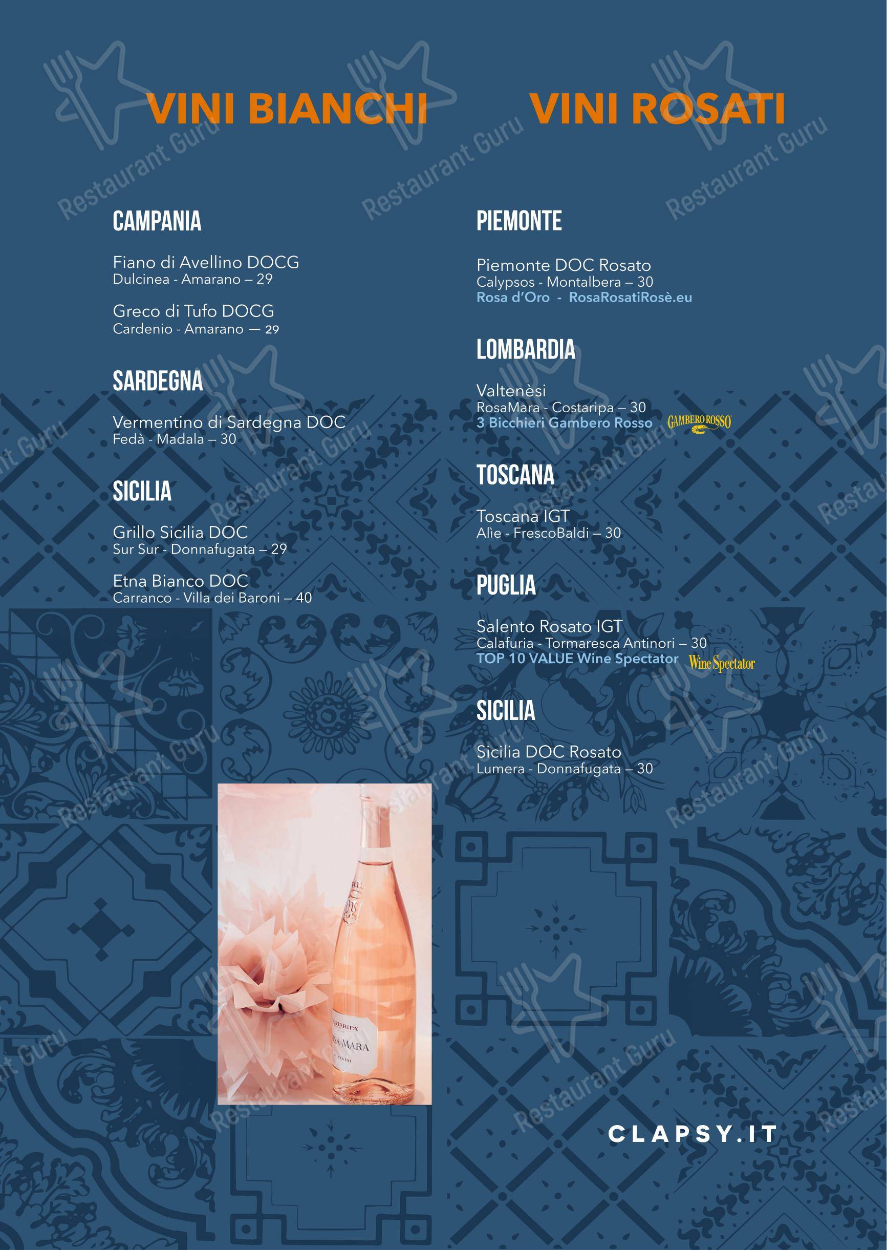 Dinner Menu per Clapsy Alassio pizzeria