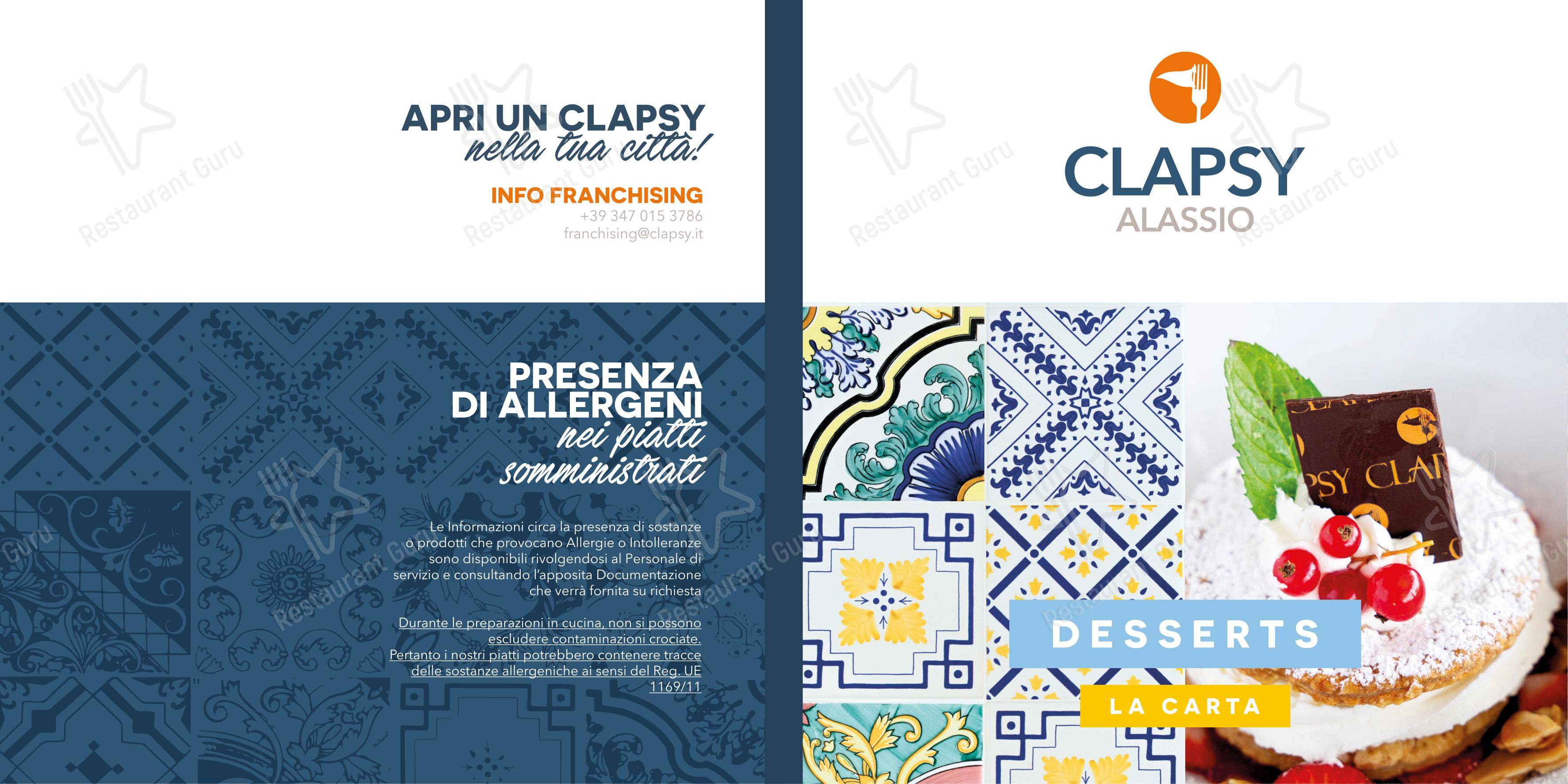 Menu di Clapsy Alassio - Ночное меню