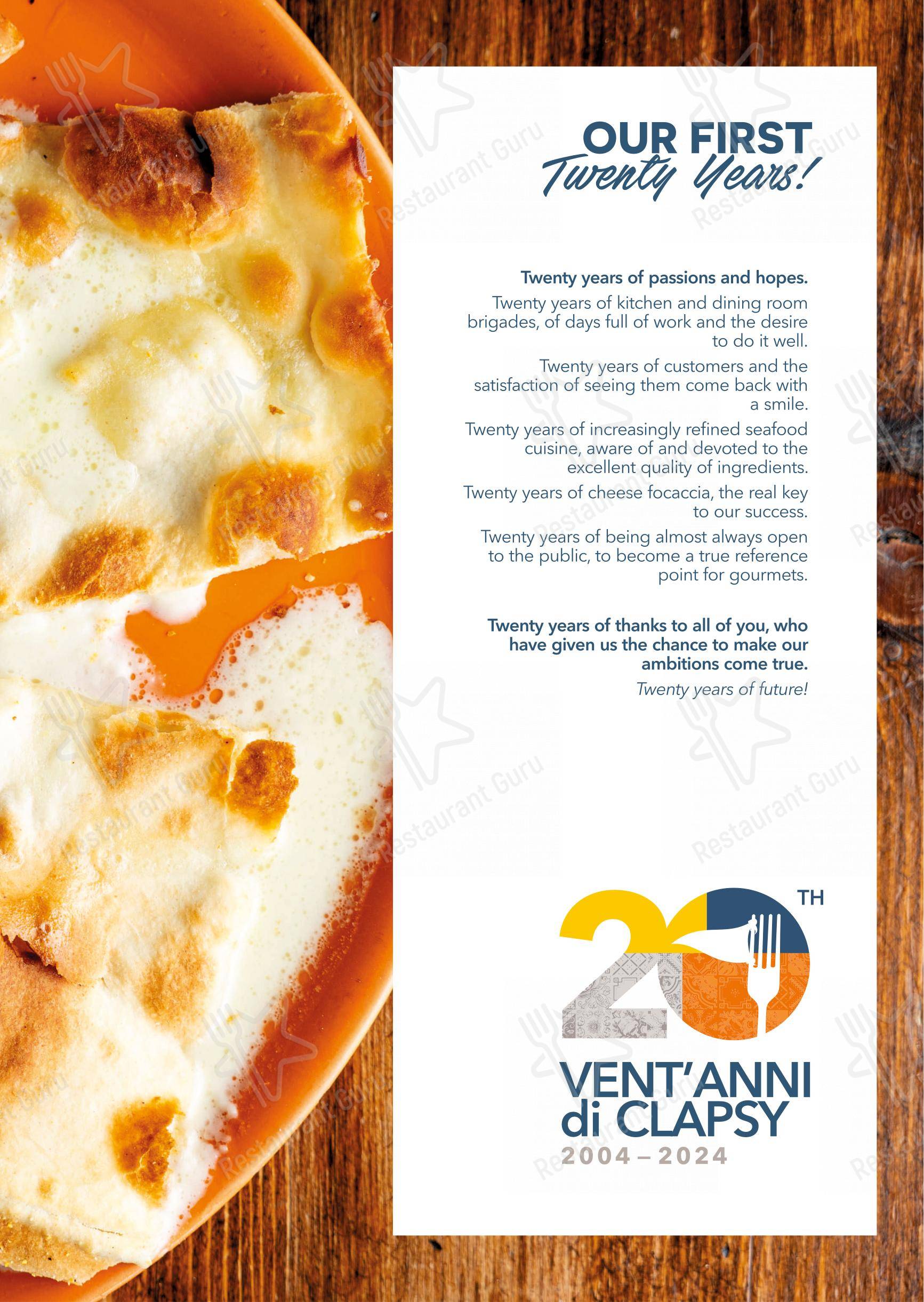 Lunch Menu per Clapsy Alassio pizzeria