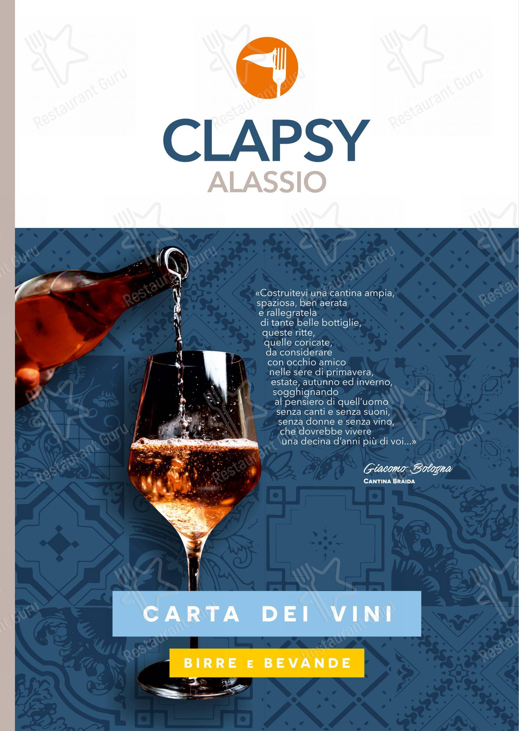 Takeaway Menu per Clapsy Alassio pizzeria