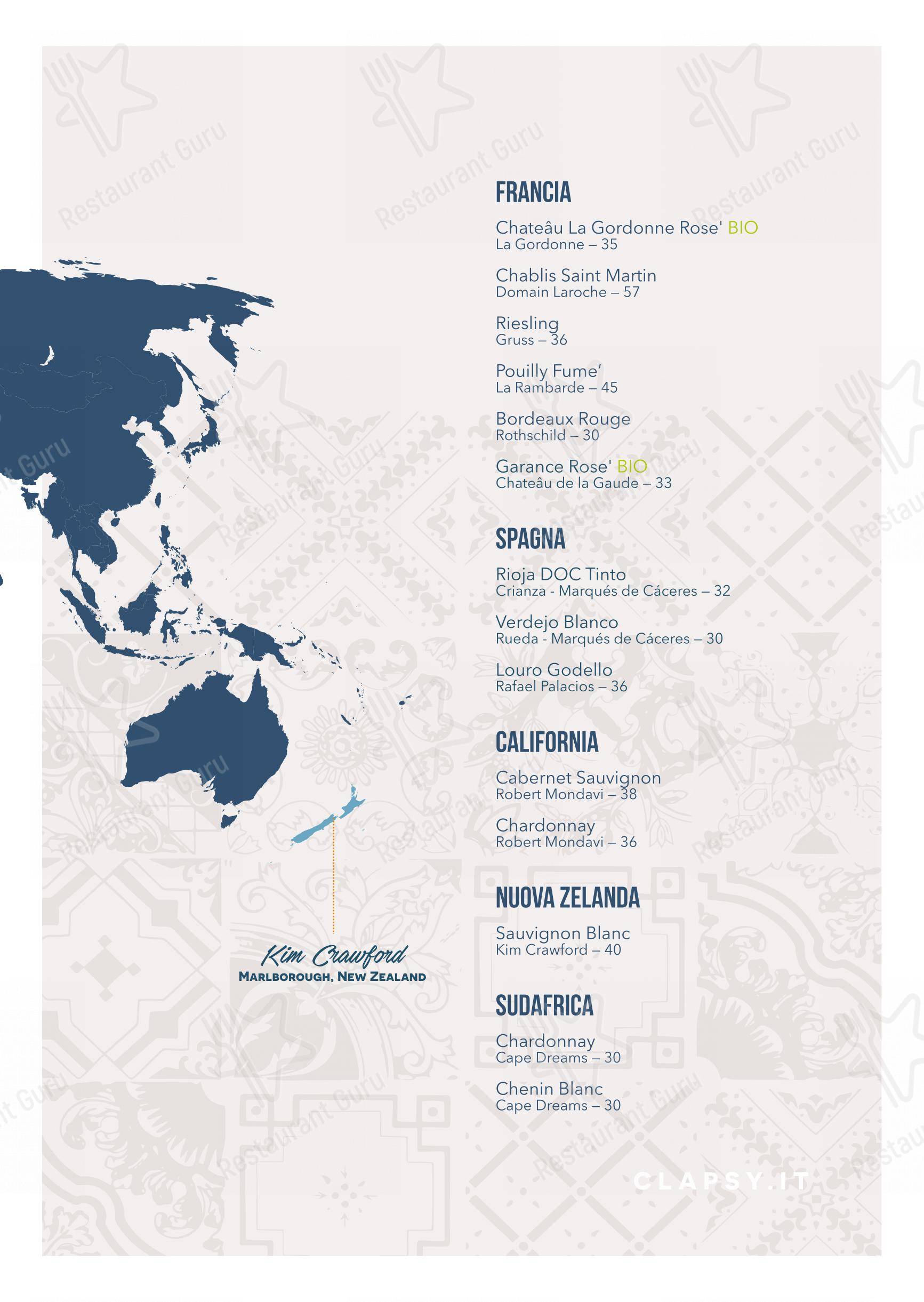 Takeaway Menu per Clapsy Alassio in Alassio