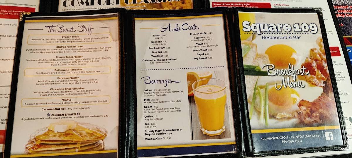 Menu at Square 109 Restaurant & Bar, Clinton