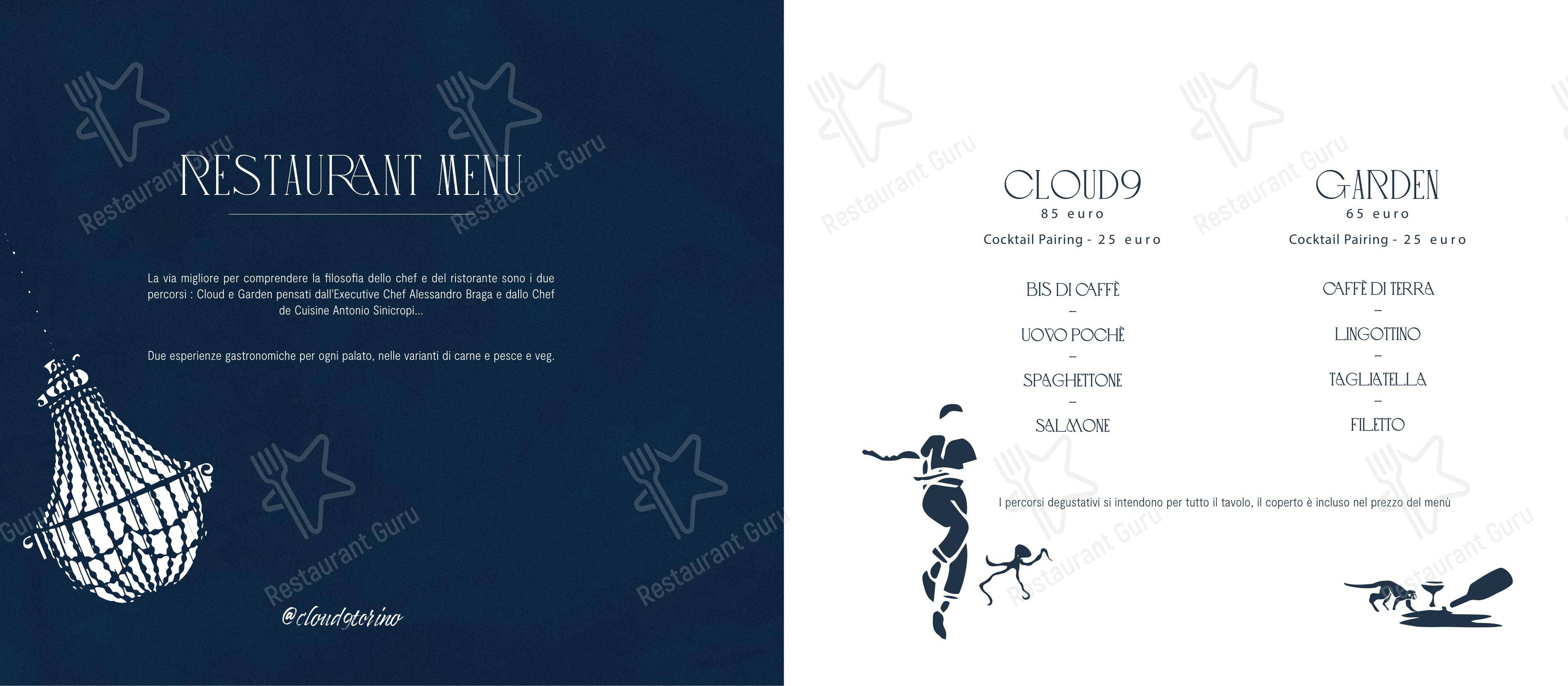 Menu bar per Cloud9 di Villa Sassi - Ristorante ed American Bar in Torino
