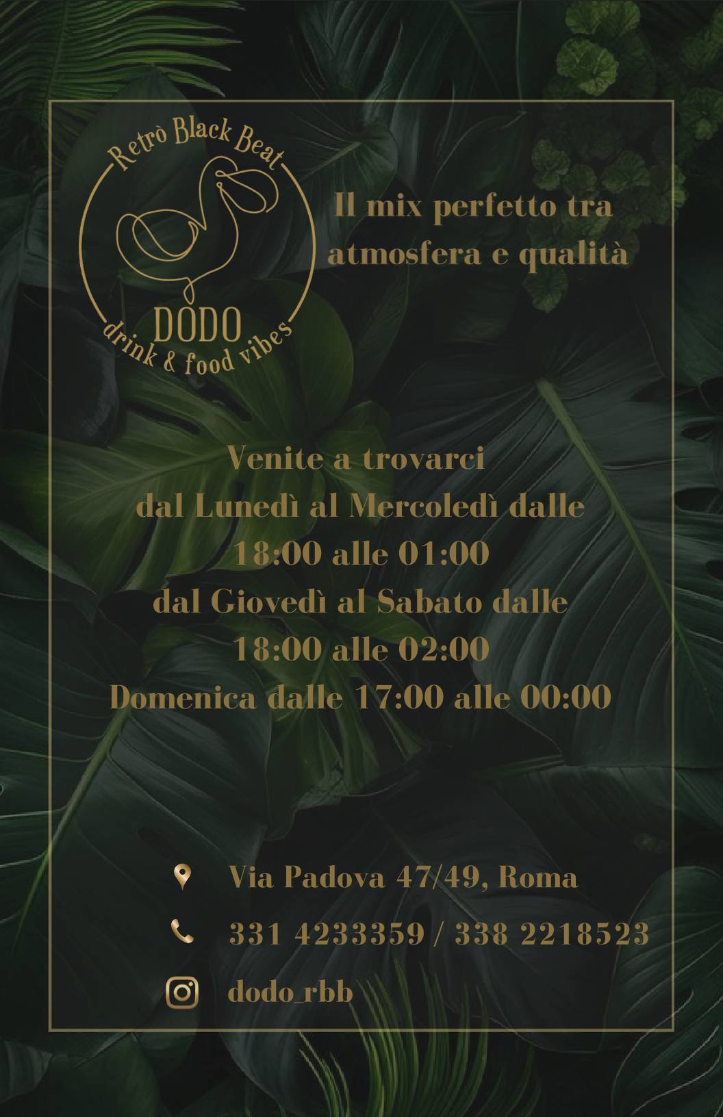 Menu di DODO Retro Black Beat 