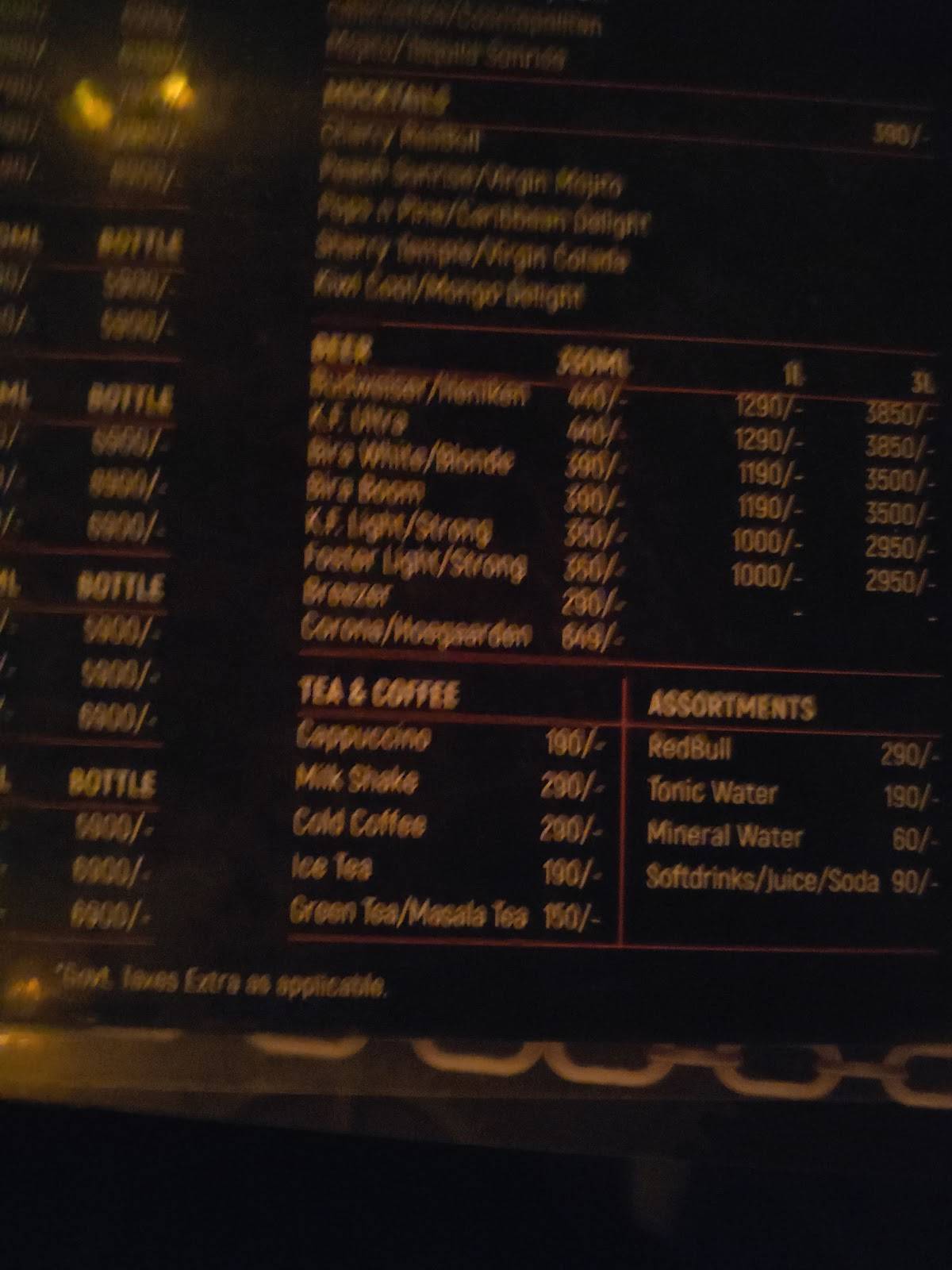 Pitchers Cafe Bar menu