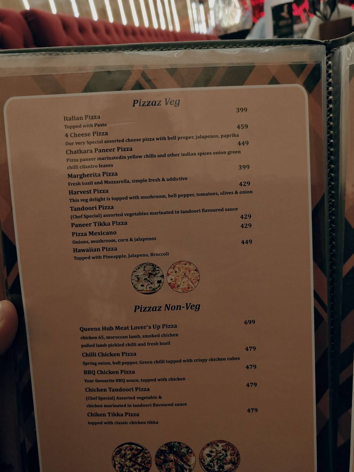 Queen's hub Night Club Rooftop Restaurant menu