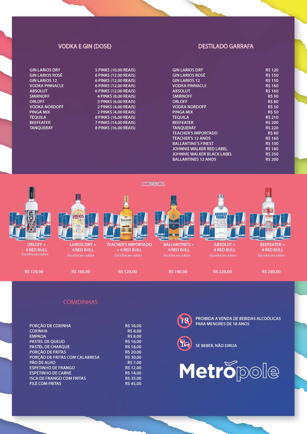 Clube Metrópole cardápio