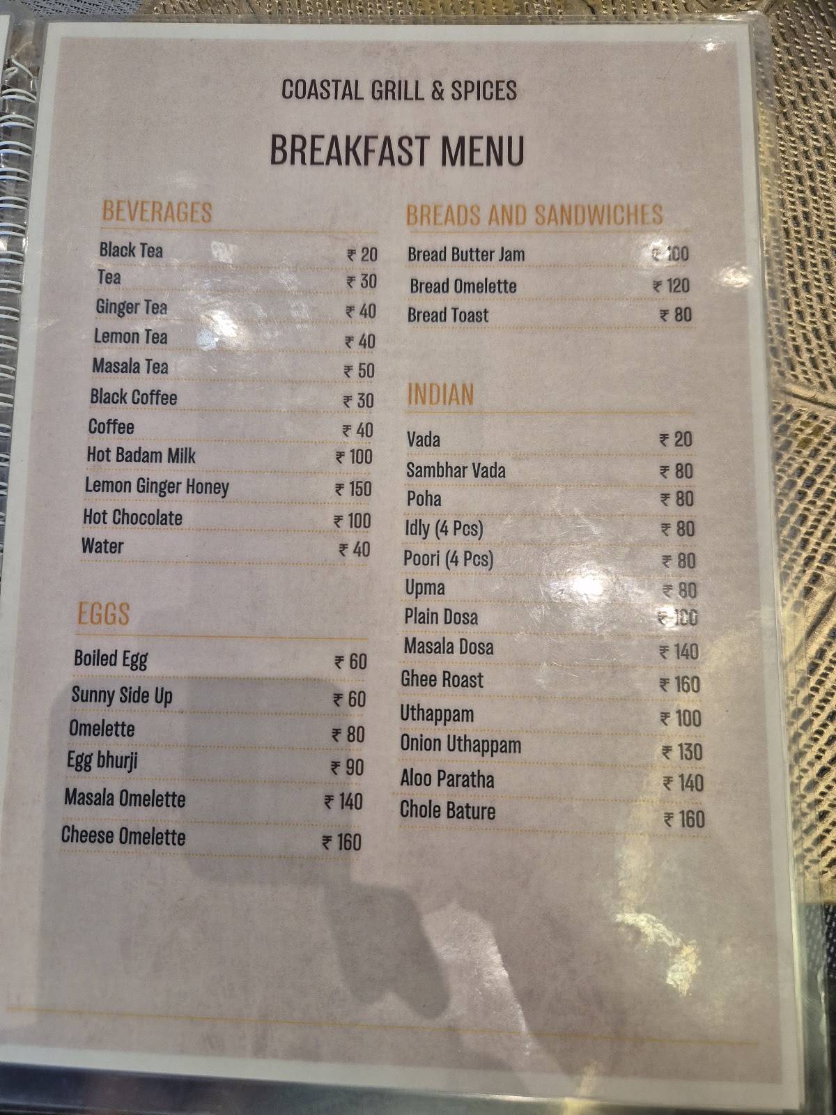 Coastal Grills and Spices menu