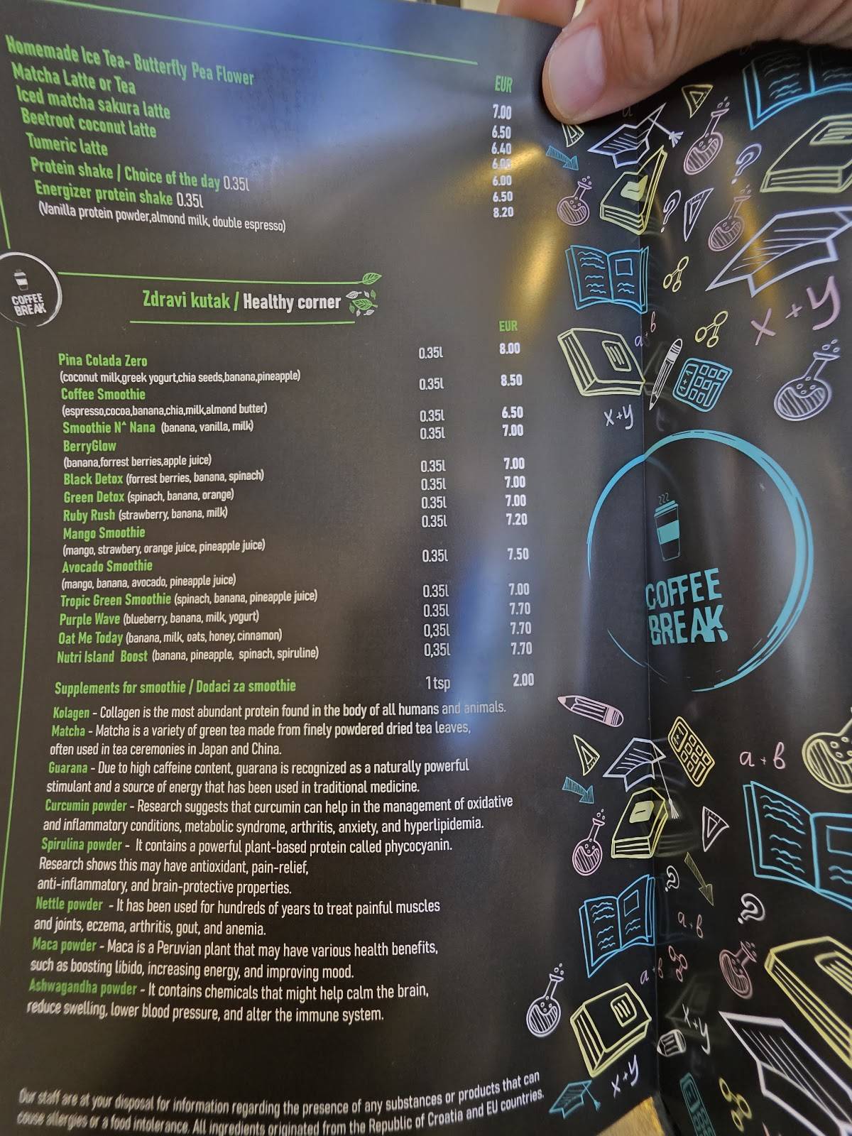 Menu di Coffee Break Dubrovnik 