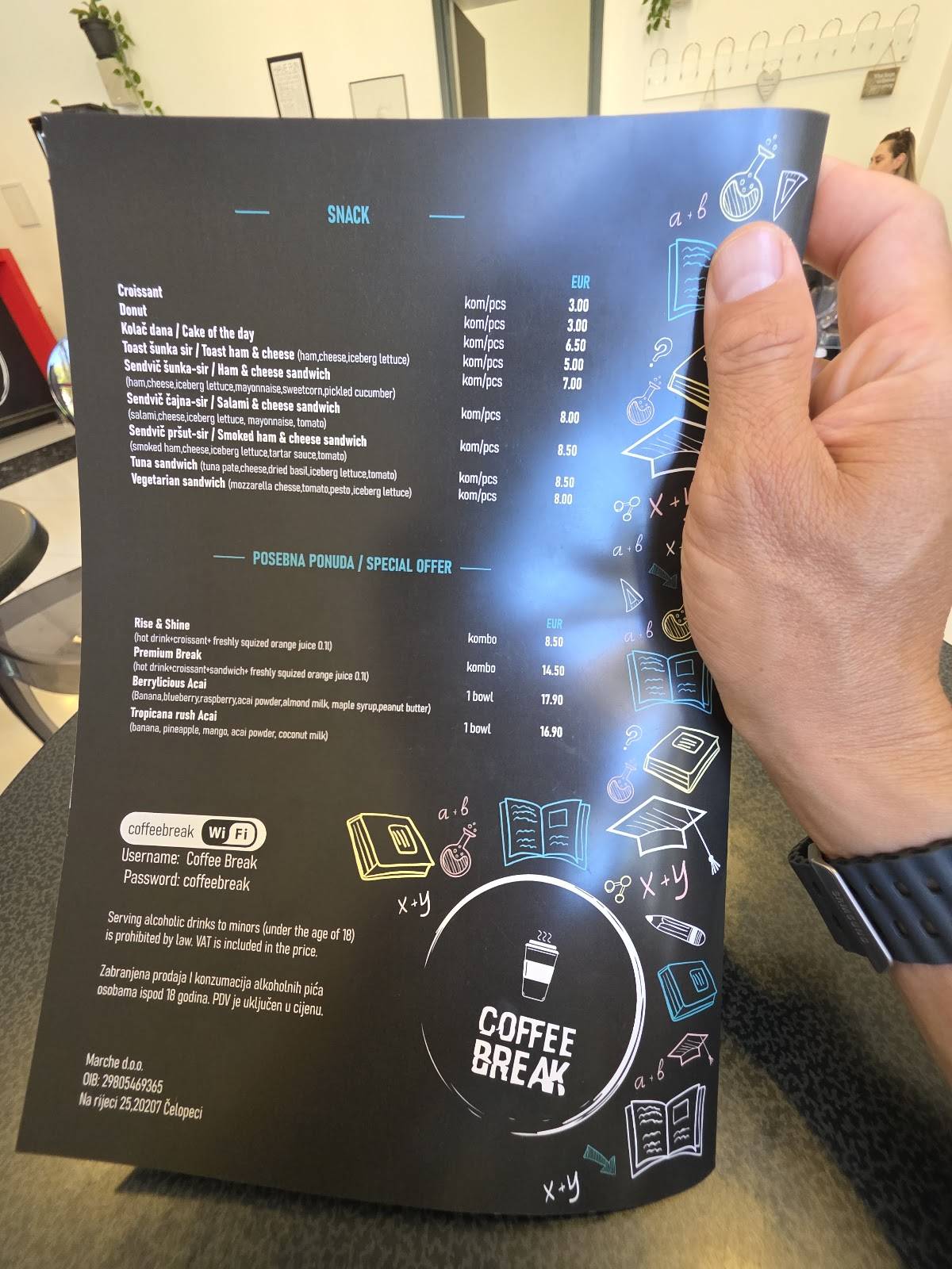 Menu di Coffee Break Dubrovnik 