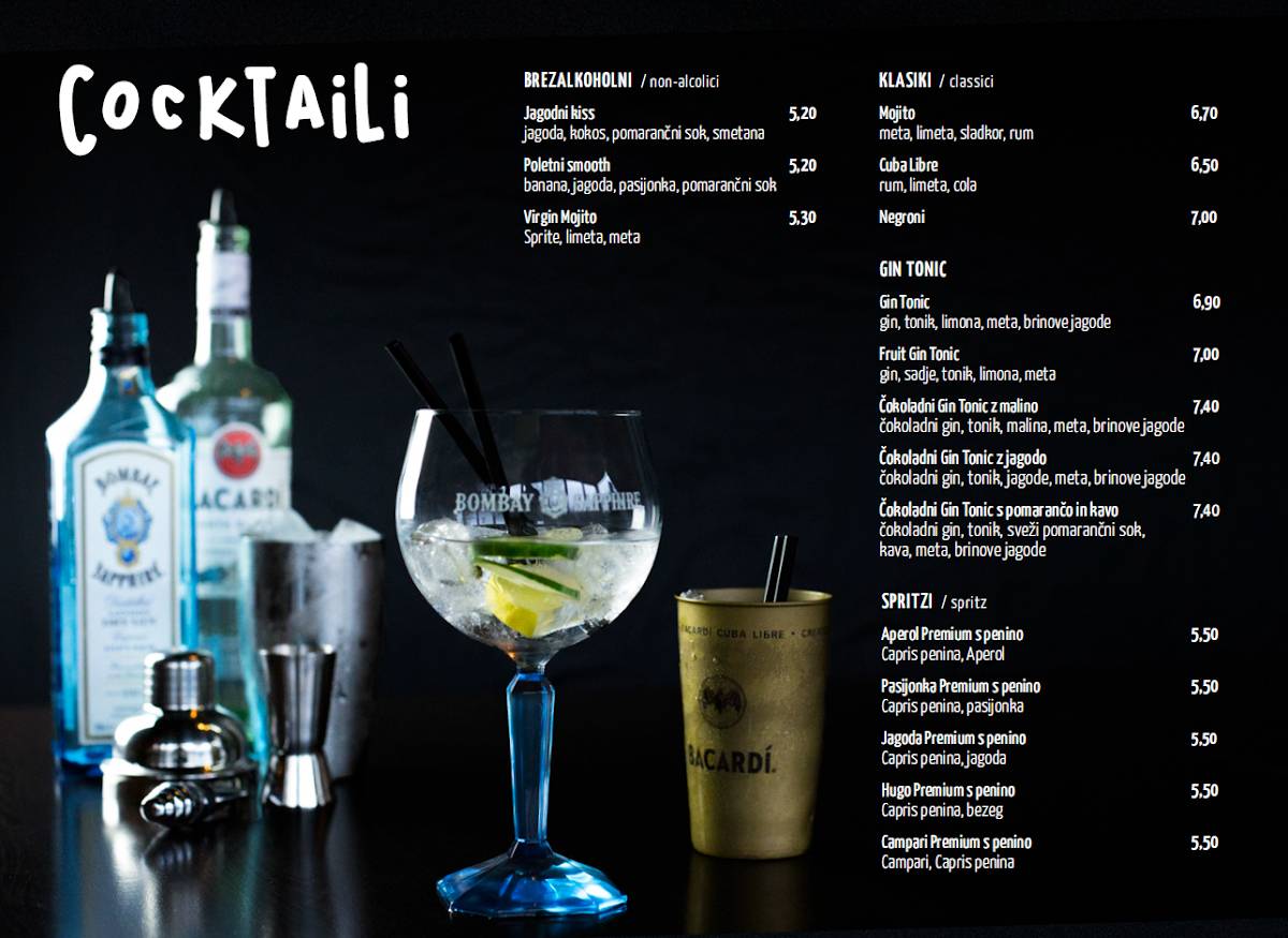 Menu de Čokoladna kavarna Teta Frida Koper