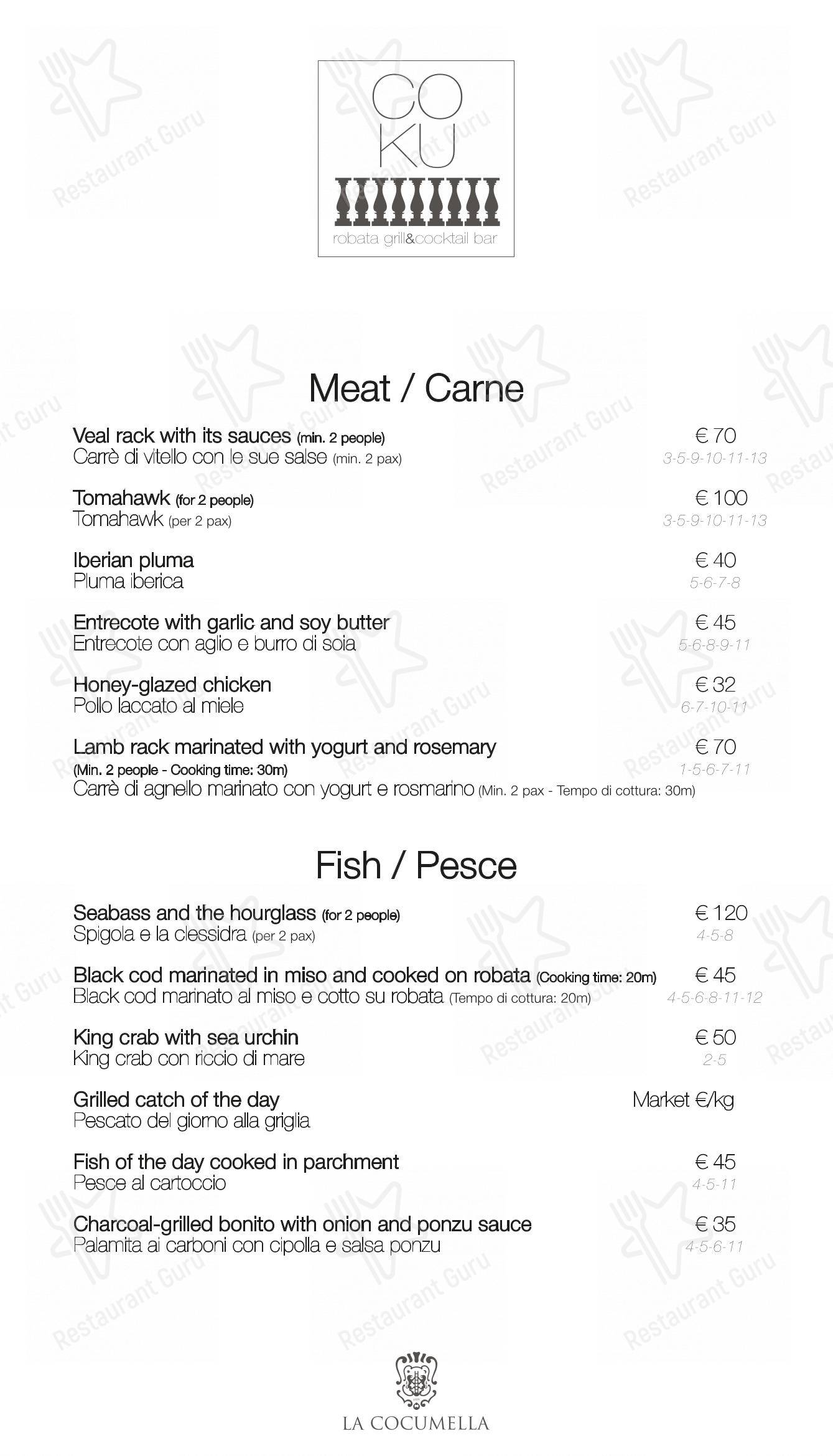 Menu per Coku - Robata Grill & Cocktail Bar pub & bar