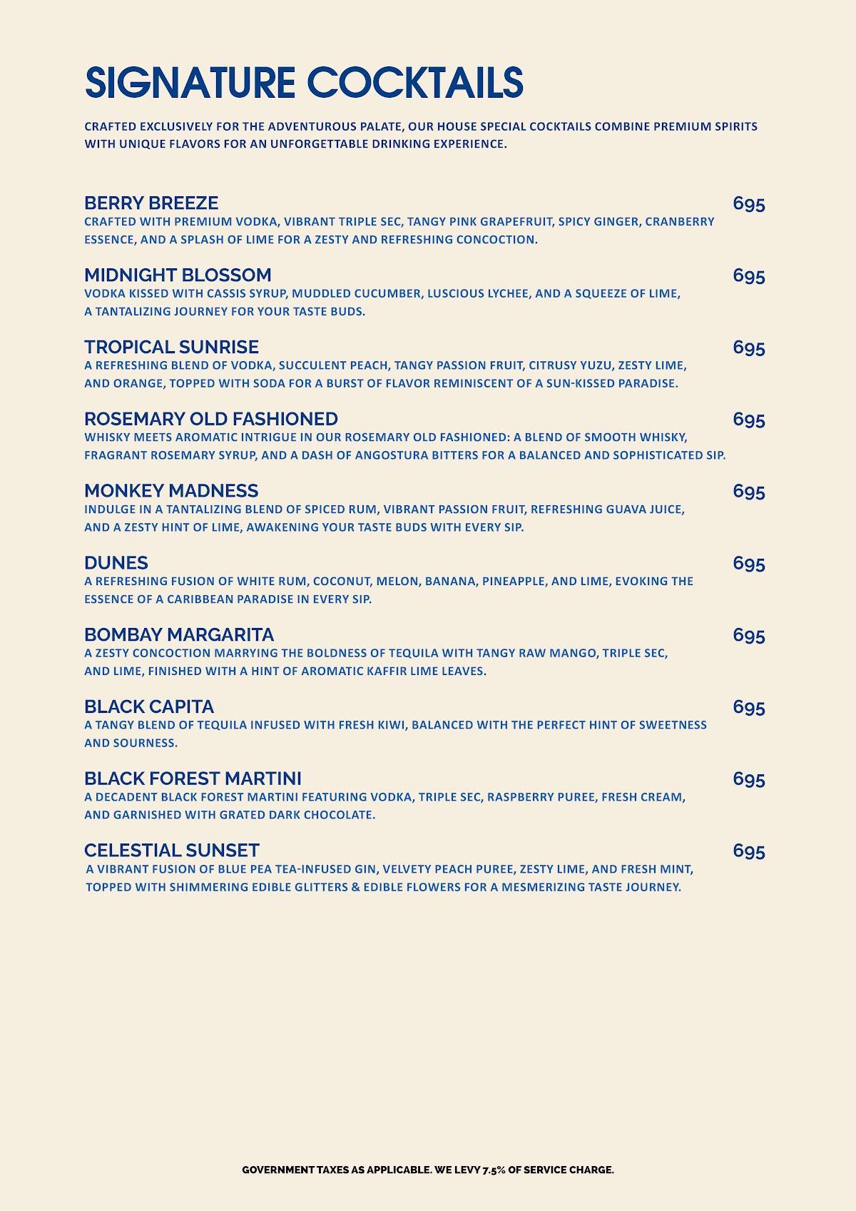 Colina Cafe & Bar menu