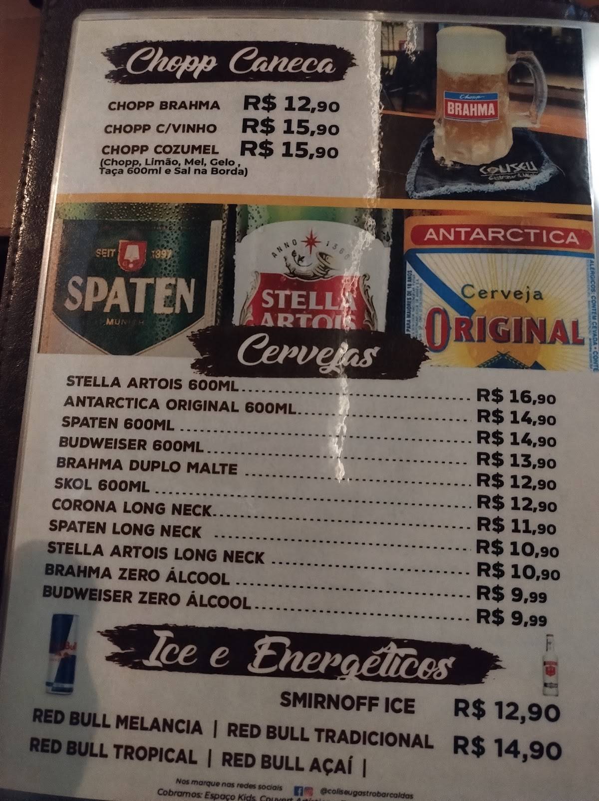 Coliseu Gastrobar - Bar em Caldas Novas cardápio