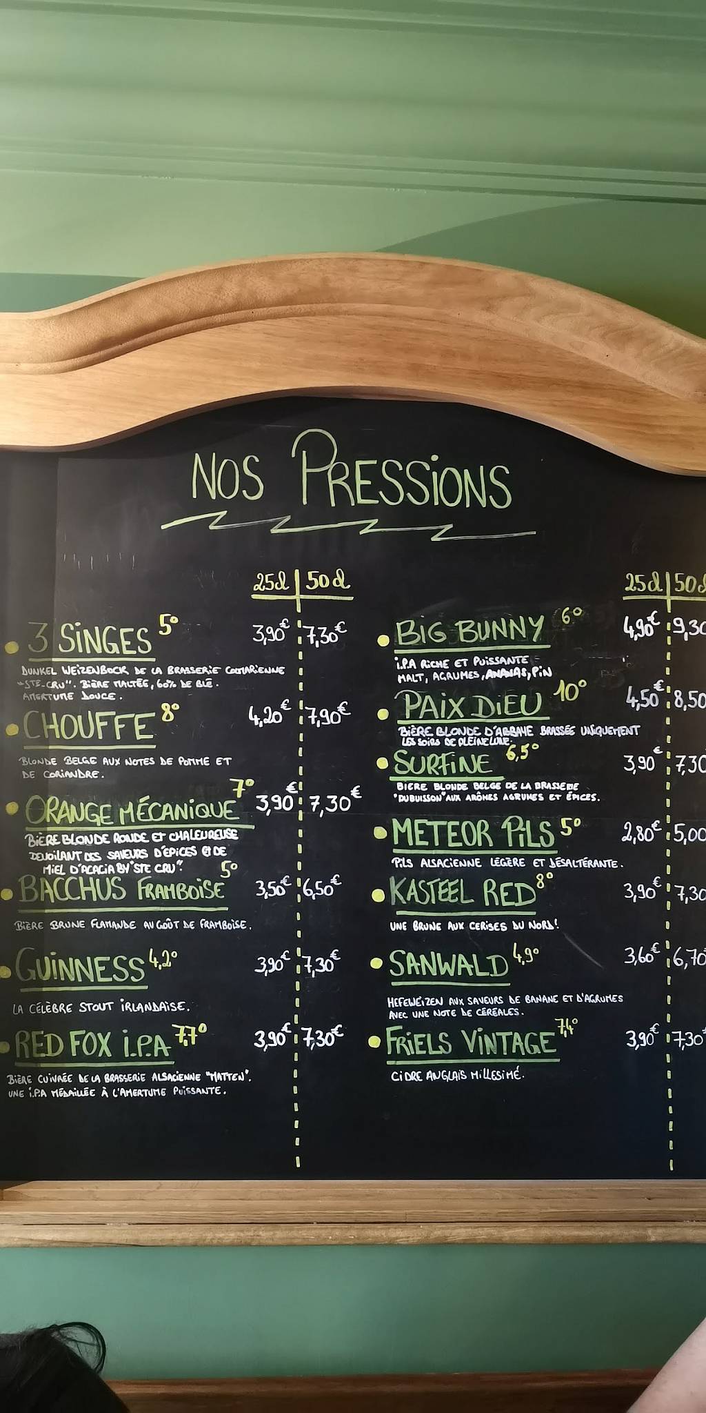 Menu au Les 3 Singes Colmar pub et bar, Colmar