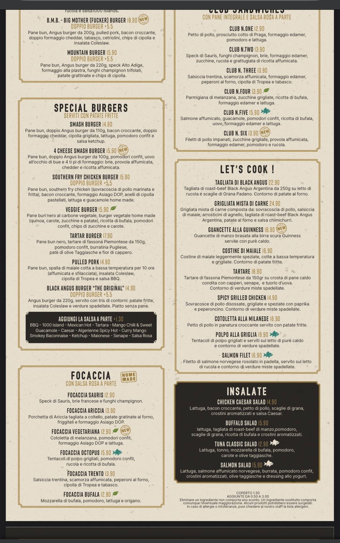 Menu di Colonial Inn SILEA - Burgers & Steaks 