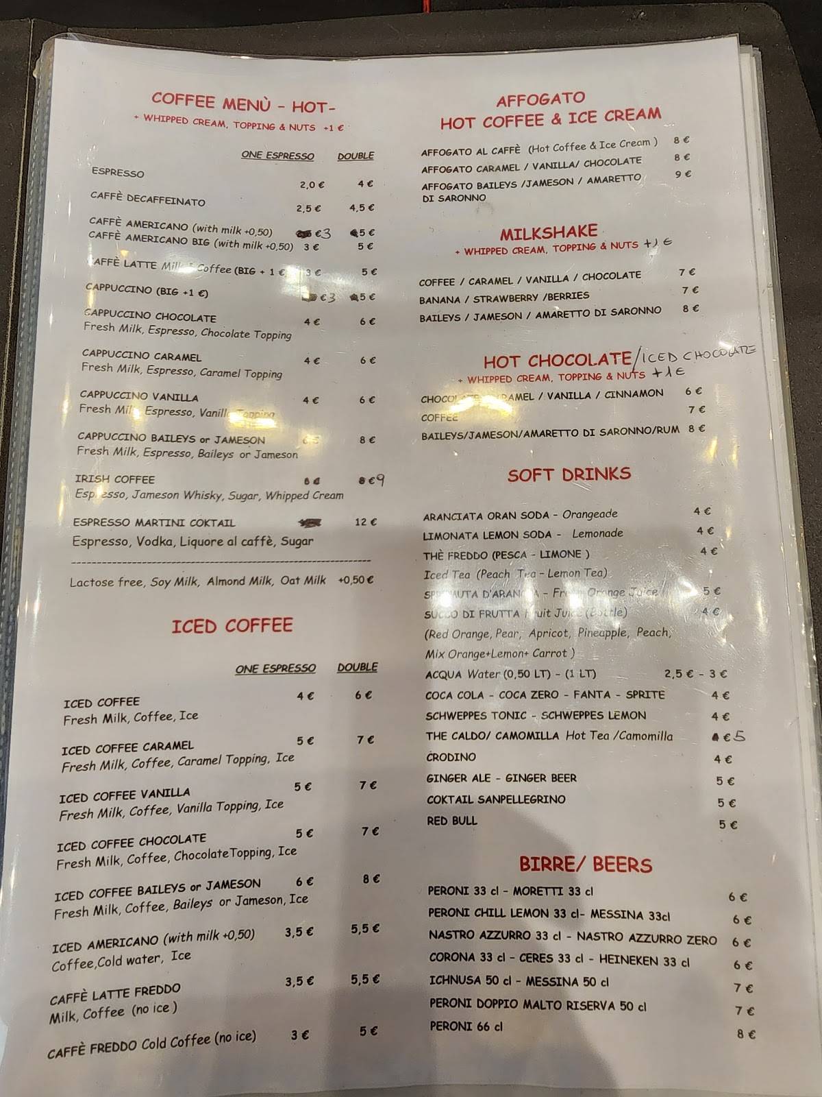 Menu de Colonna Cafè & Restaurant