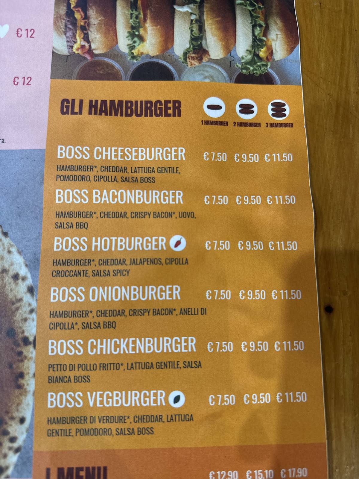 Menu di Boss Taurus Como 