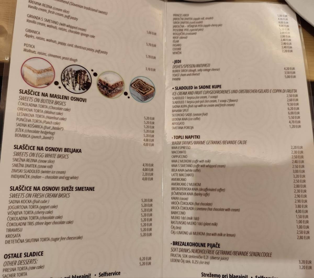 Menu di Confectionery Zima 