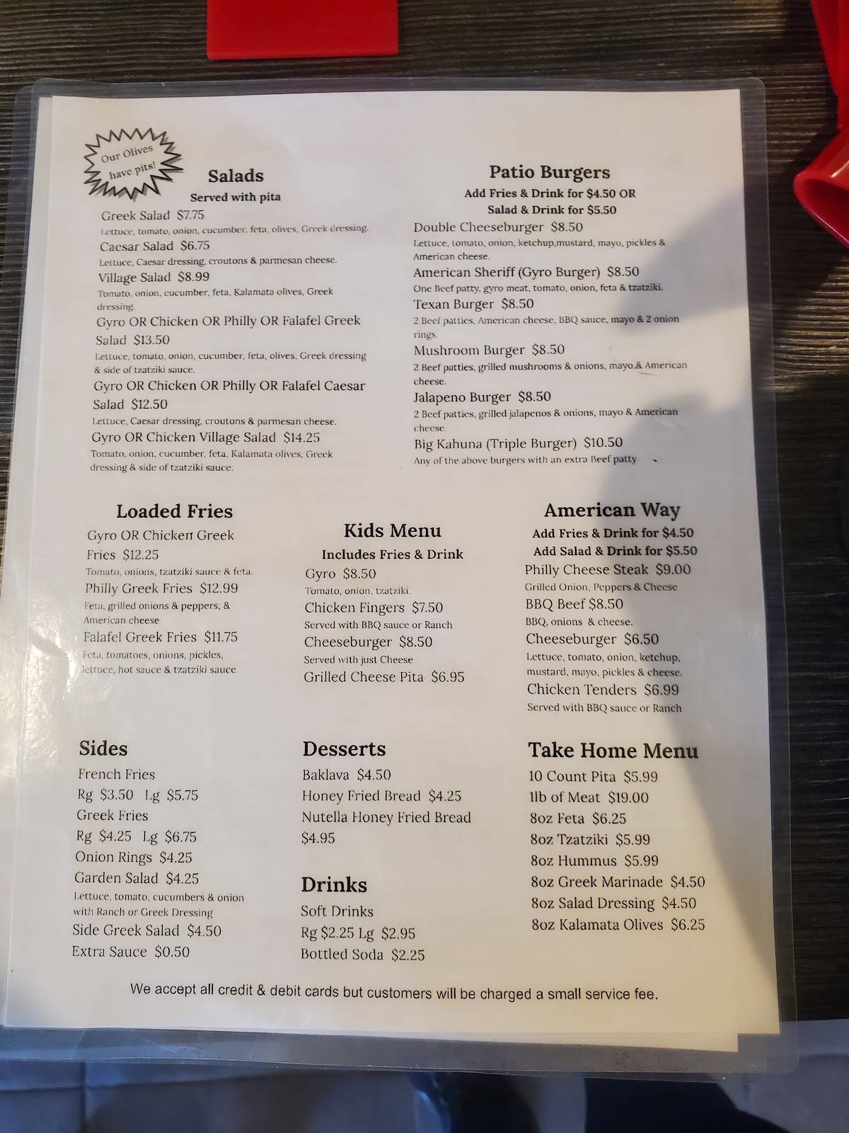 Menu at Coolidge Patio Grill (Pita Patio) restaurant, Coolidge