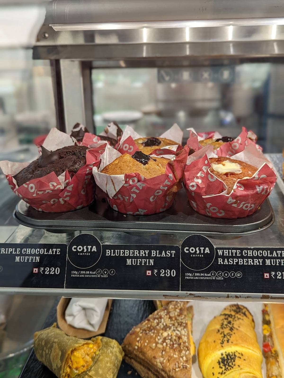 Menu at Costa coffee cafe, Jaipur, International airport