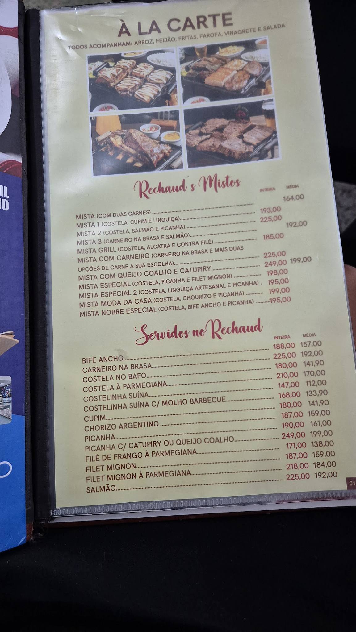 Costelaria e Churrascaria Radial cardápio