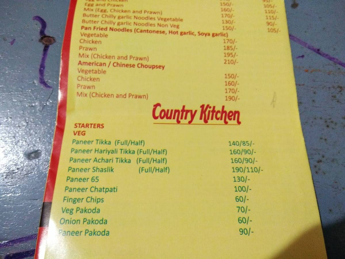Country Kitchen menu