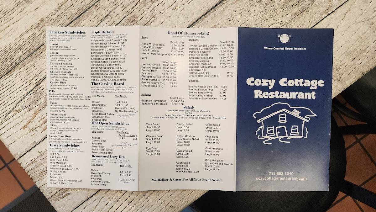 Menu at Cozy Cottage restaurant, Mount Vernon