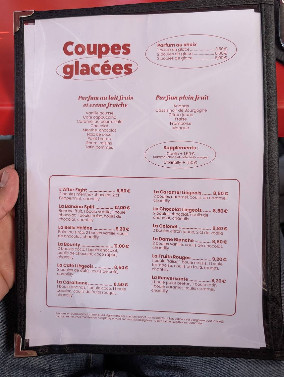 Menu de Crêperie Sainte-Anne Rennes