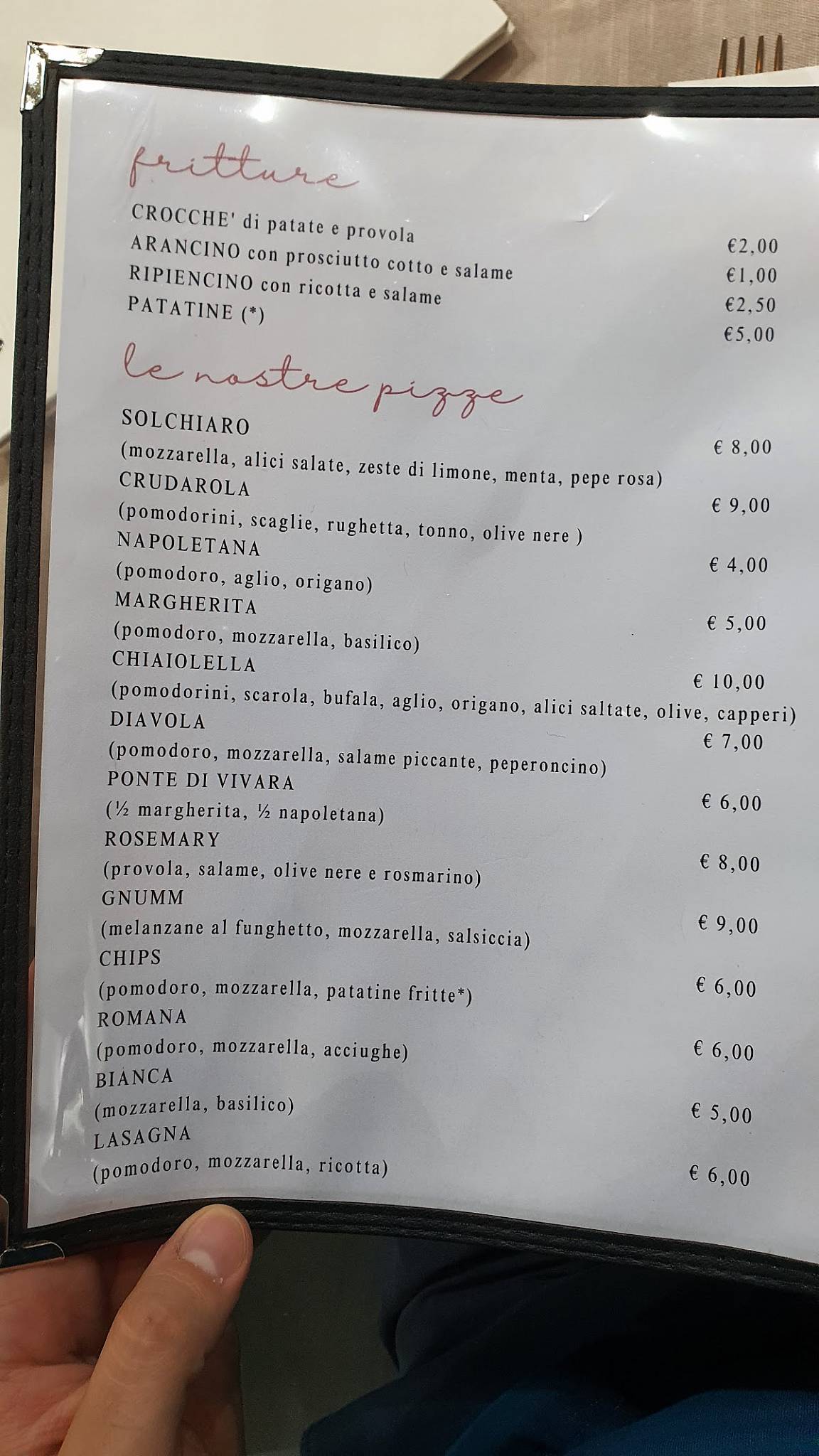 Menu di Crescenzo Hotel Ristorante 