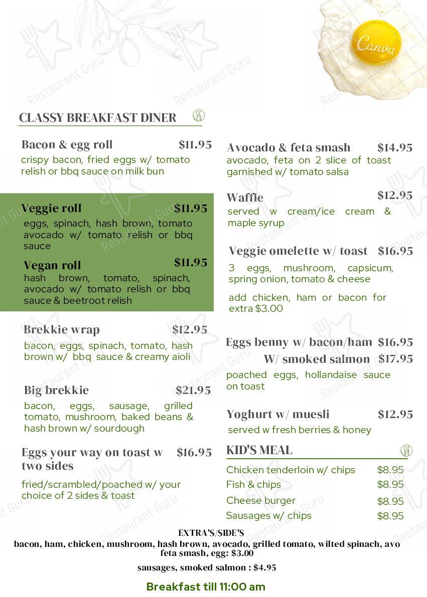 Menu at Crown Theatre Cafe, Crookwell