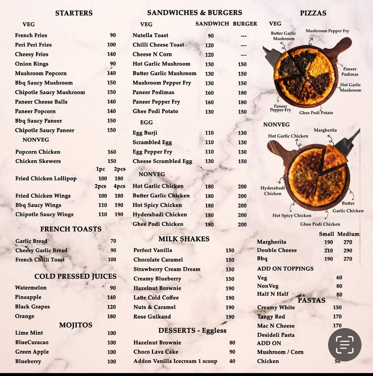 Crunchery's menu