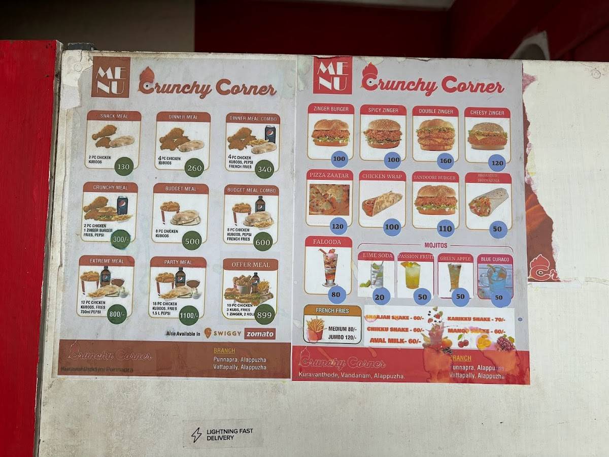 Crunchy corner menu