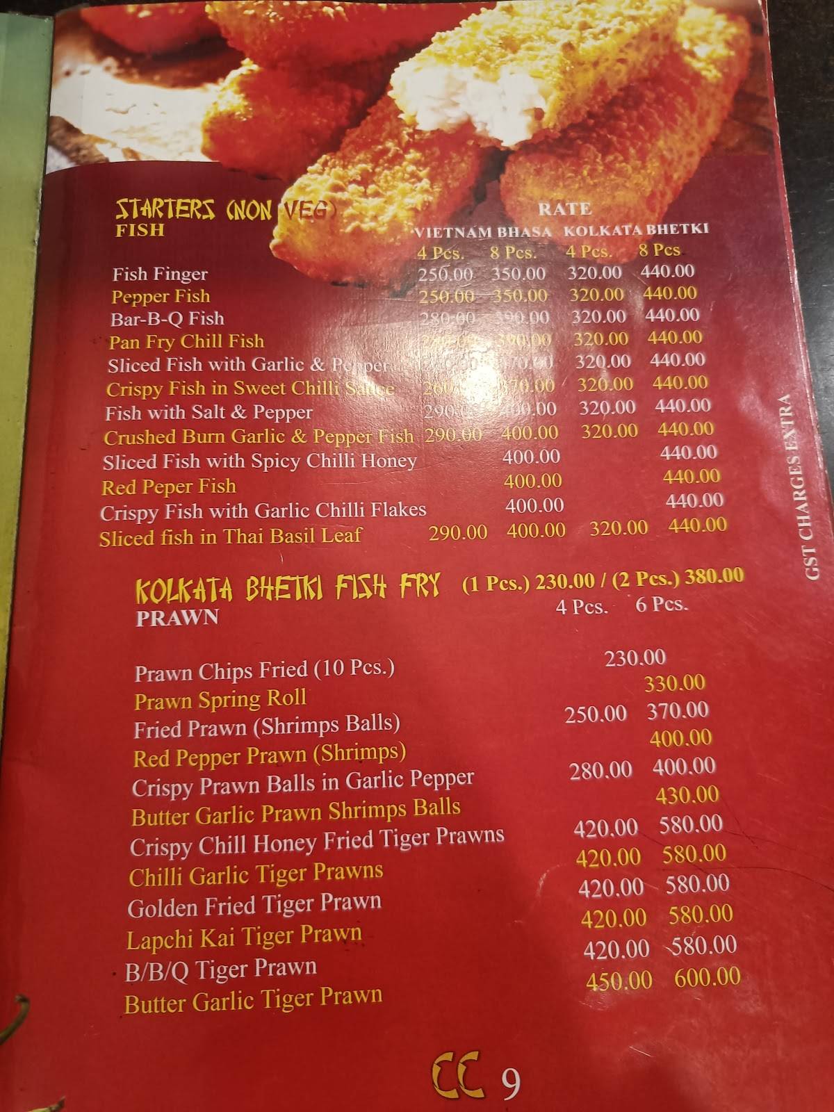 Crystal Chimney Restaurant menu