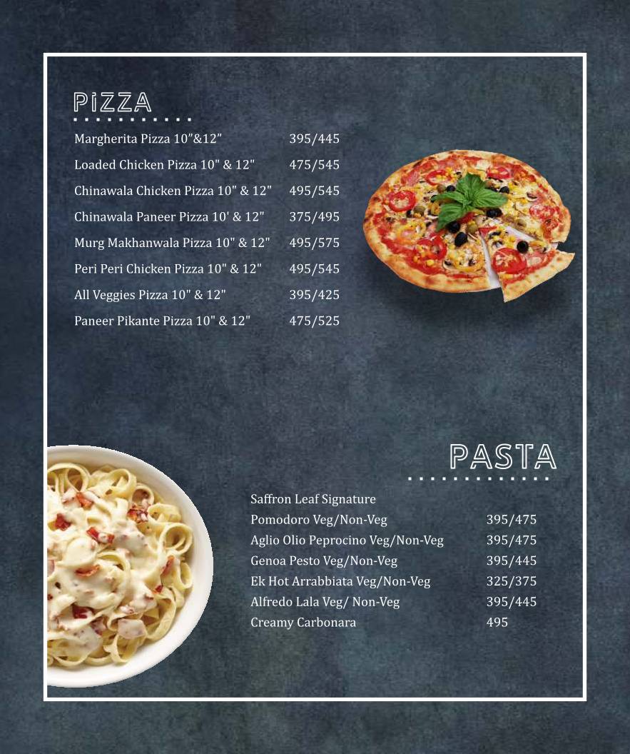 Cuisine de Saffron Leaf menu