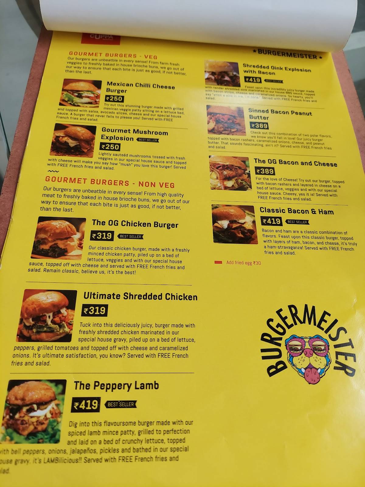 Cuppa Redefined - Mysore's Neighbourhood Cafe & Restaurant menu