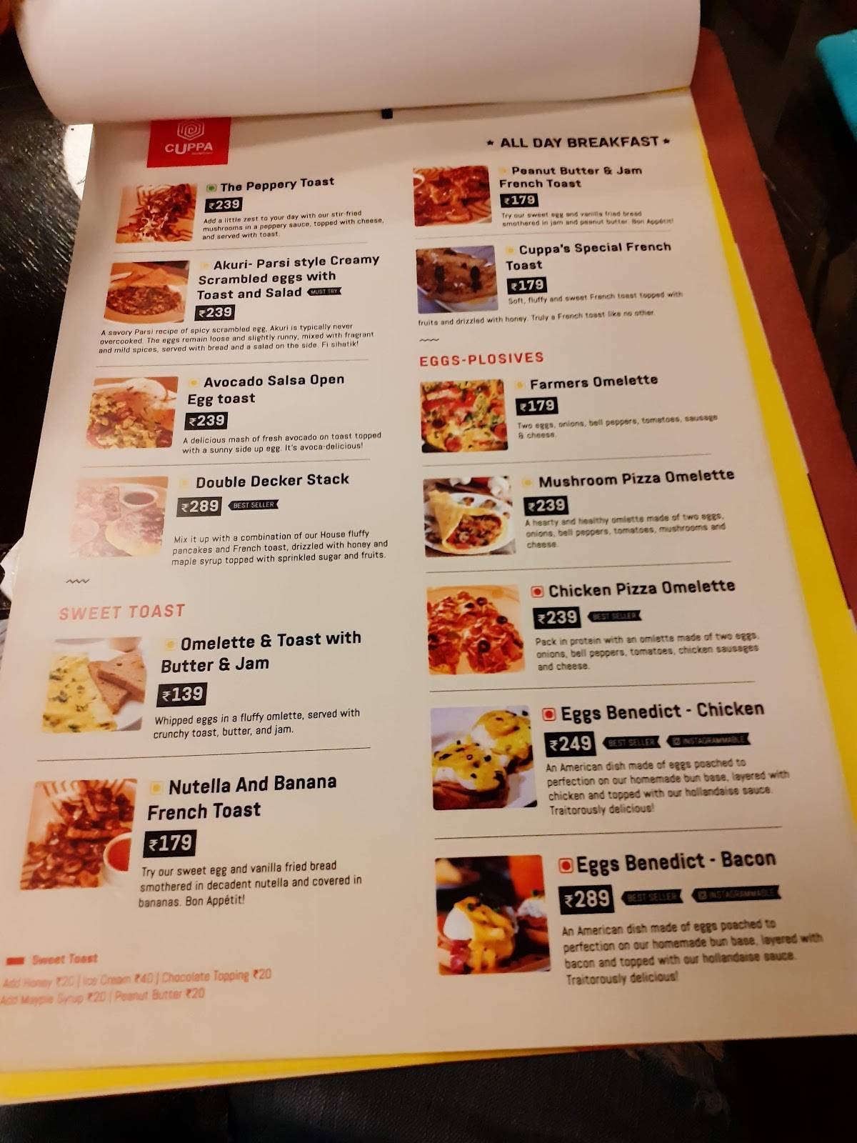 Cuppa Redefined - Mysore's Neighbourhood Cafe & Restaurant menu