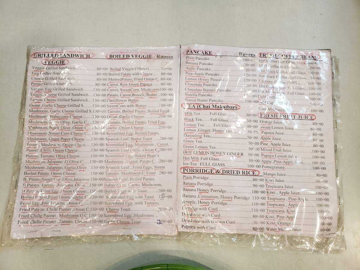 Curd Corner menu