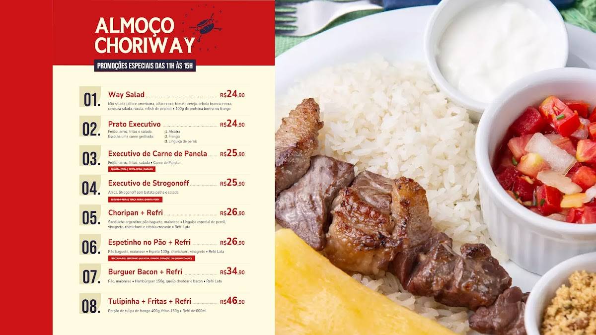 Choriway - Choripan e Espetos cardápio