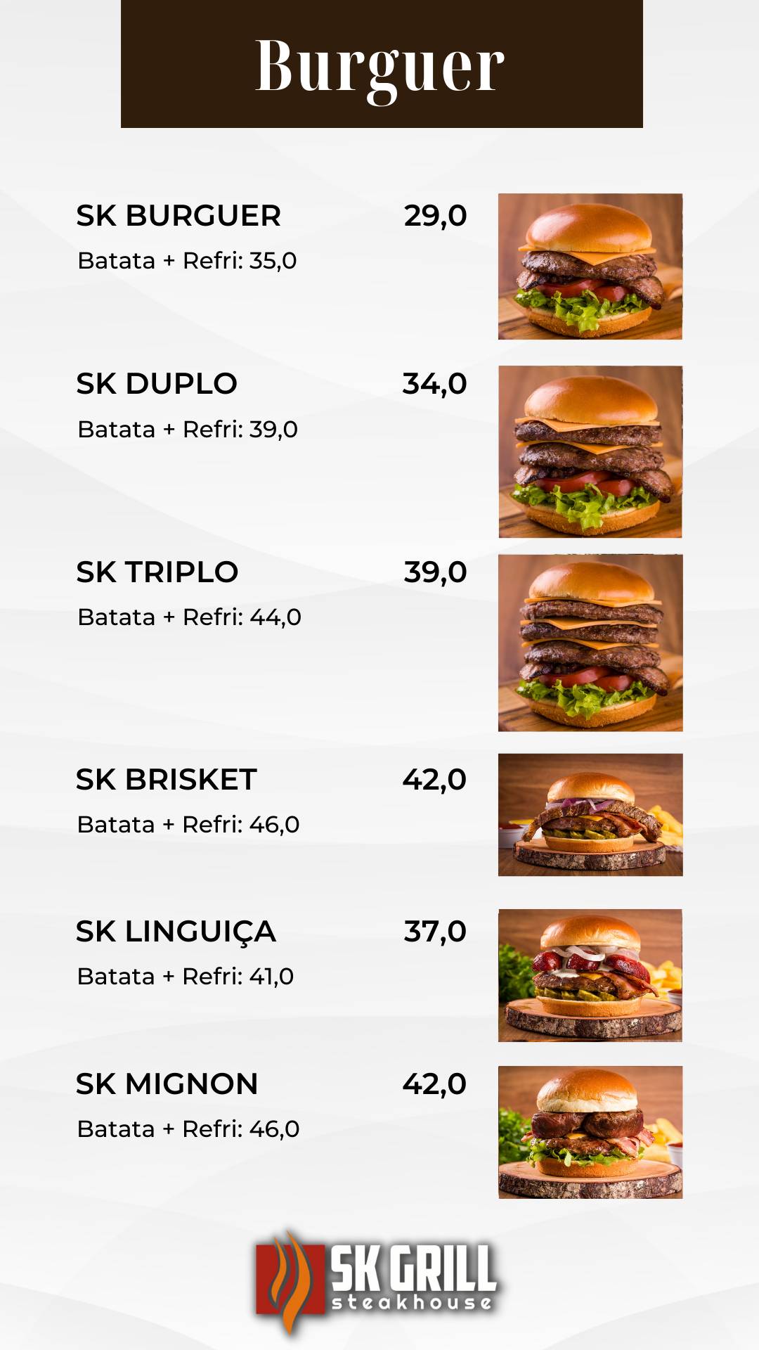 SK Grill - SteakHouse cardápio