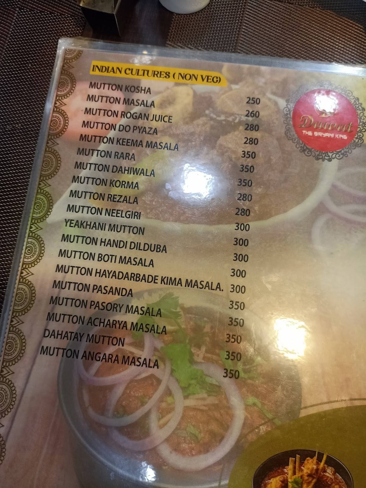 DAWAT - THE BIRYANI KING menu