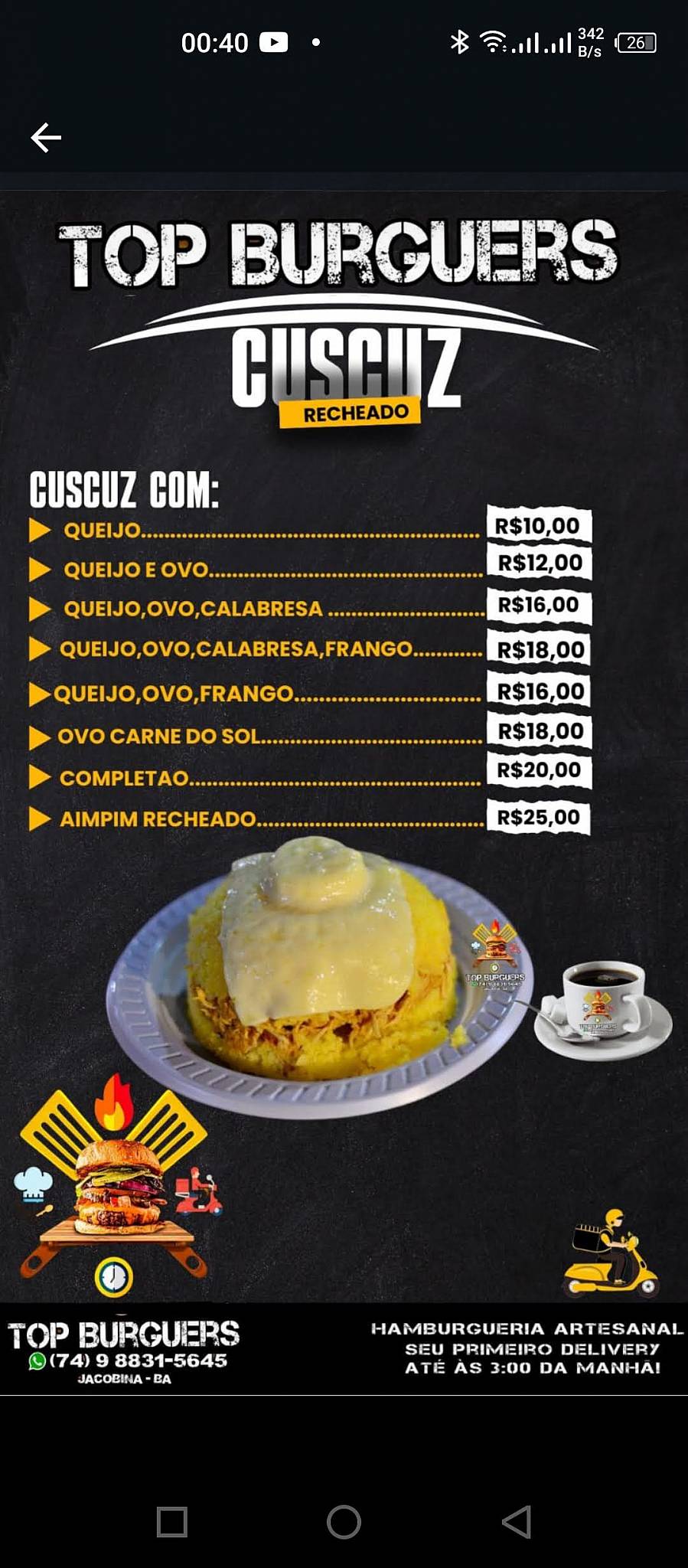 DINASTIA TOP BURGUERS cardápio