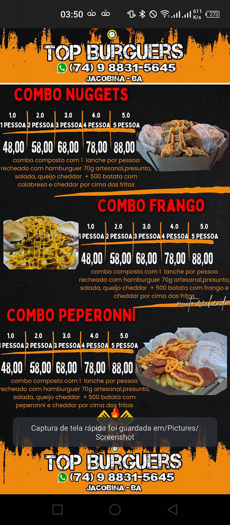 DINASTIA TOP BURGUERS cardápio