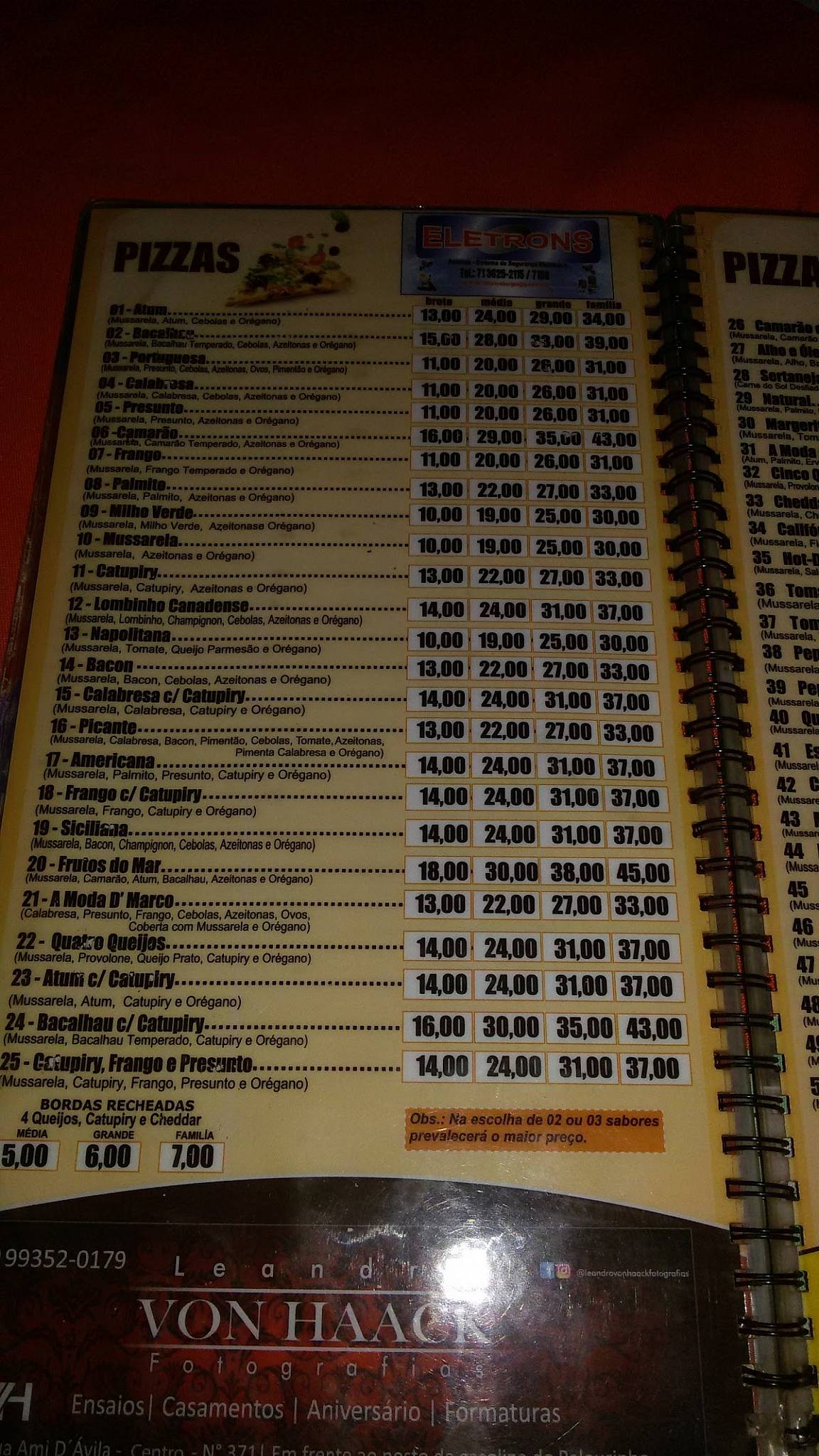 D'Marco Pizzaria cardápio