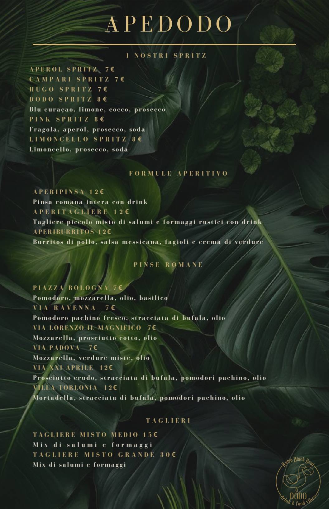 Menu di DODO Retro Black Beat 